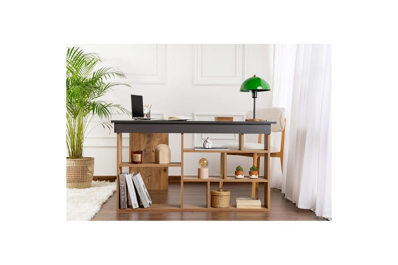 Studiebord Regar Antrasitt Atlantisk Furu - Antrasitt Atlantisk Furu - Møbler - Bord - Kontorbord - Skrivebord - Hjørneskrivebord