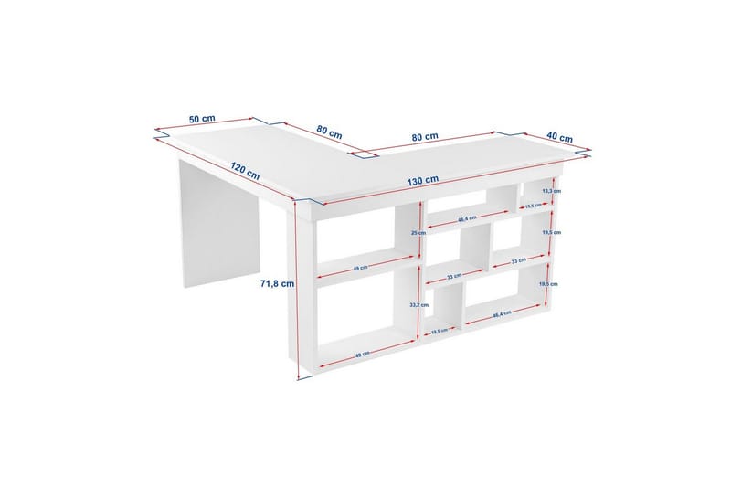 Studiebord Regar Naturlig Hvit - Naturlig Hvit - Møbler - Bord - Kontorbord - Skrivebord - Hjørneskrivebord