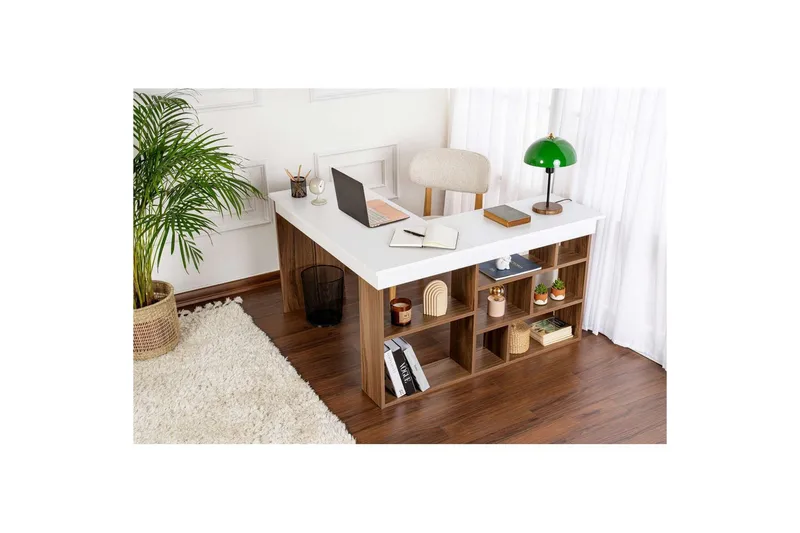 Studiebord Regar Valnøtt Hvit - Valnøtt Hvit - Møbler - Bord - Kontorbord - Skrivebord