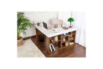 Studiebord Regar Valnøtt Hvit - Valnøtt Hvit - Møbler - Bord - Kontorbord - Skrivebord - Hjørneskrivebord