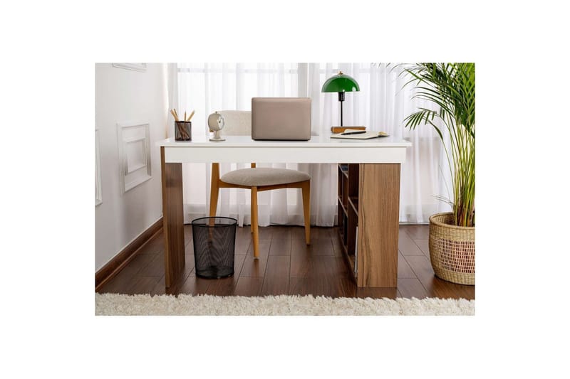 Studiebord Regar Valnøtt Hvit - Valnøtt Hvit - Møbler - Bord - Kontorbord - Skrivebord