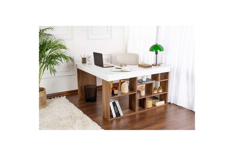 Studiebord Regar Valnøtt Hvit - Valnøtt Hvit - Møbler - Bord - Kontorbord - Skrivebord