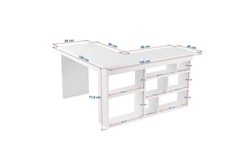 Studiebord Regar Valnøtt Hvit - Valnøtt Hvit - Møbler - Bord - Kontorbord - Skrivebord