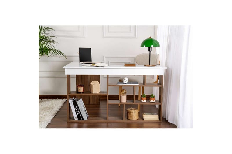 Studiebord Regar Valnøtt Hvit - Valnøtt Hvit - Møbler - Bord - Kontorbord - Skrivebord