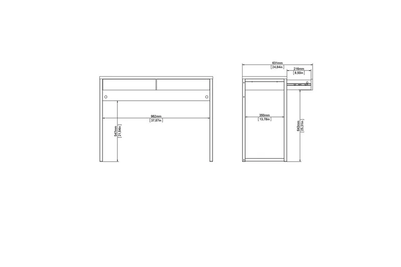 Taketo Skrivebord 40x101,6 cm - Hvit - Møbler - Bord - Kontorbord - Skrivebord