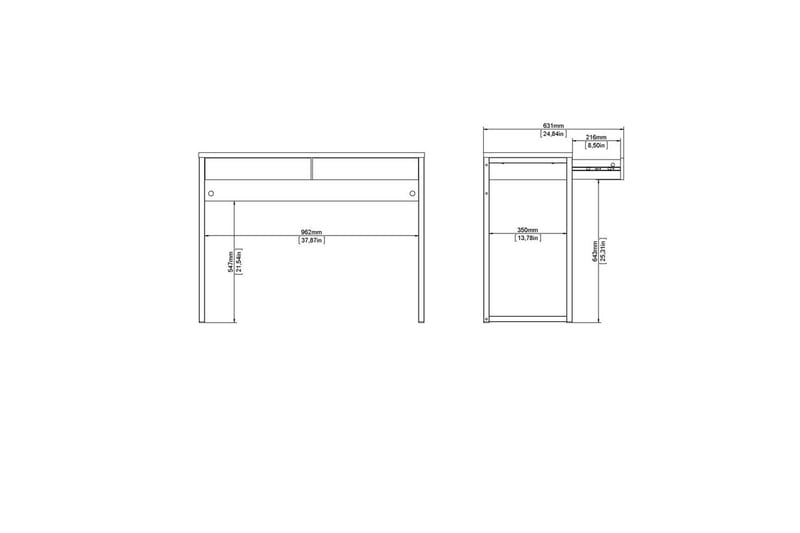 Taketo Skrivebord 40x101,6 cm - Hvit - Møbler - Bord - Kontorbord - Skrivebord