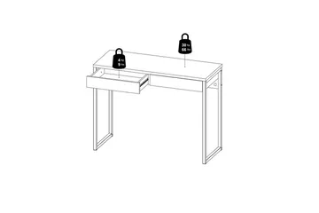 Taketo Skrivebord 40x101,6 cm - Hvit - Møbler - Bord - Kontorbord - Skrivebord