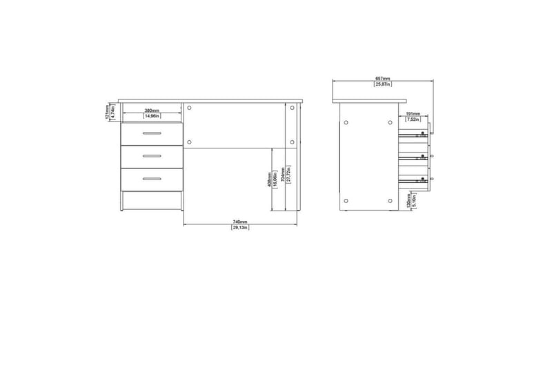 Taketo Skrivebord 48,1x120,1 cm - Natur - Møbler - Bord - Kontorbord - Skrivebord