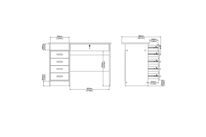Taketo Skrivebord 48,5x109,3 cm - Natur - Møbler - Bord - Kontorbord - Skrivebord
