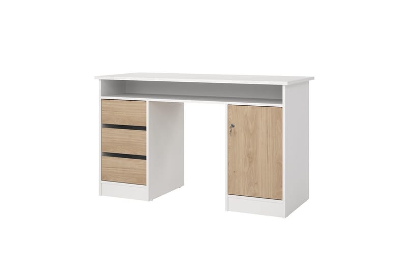 Taketo Skrivebord 55x126 cm - Hvit/Natur - Møbler - Bord - Kontorbord - Skrivebord