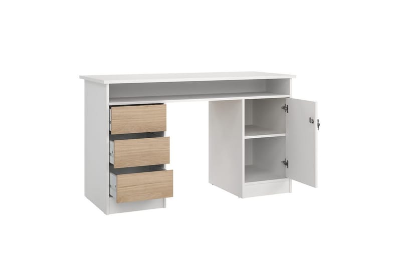 Taketo Skrivebord 55x126 cm - Hvit/Natur - Møbler - Bord - Kontorbord - Skrivebord