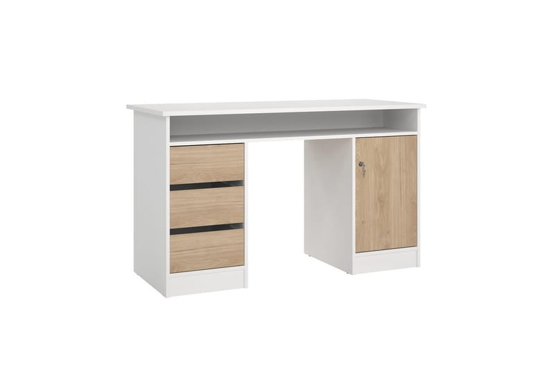 Taketo Skrivebord 55x126 cm - Hvit/Natur - Møbler - Bord - Kontorbord - Skrivebord