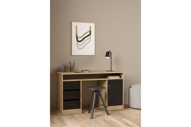 Taketo Skrivebord 55x126 cm - Natur/Svart - Møbler - Bord - Kontorbord - Skrivebord