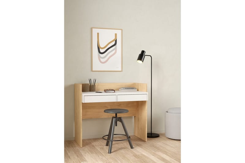 Taketo Skrivebord 56x102 cm - Hvit/Natur - Møbler - Bord - Kontorbord - Skrivebord