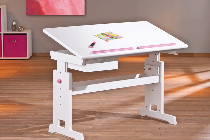 Selena Skrivebord Barn - Hvit/Rosa - Møbler - Bord - Kontorbord - Tegnebord