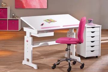 Selena Skrivebord Barn - Hvit/Rosa - Møbler - Barnemøbler - Barnebord - Skrivepult barn