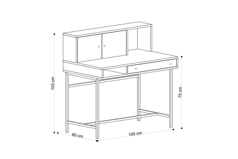 Teyric Skrivebord 60x100 cm - Eik/Sort - Møbler - Bord - Kontorbord - Skrivebord