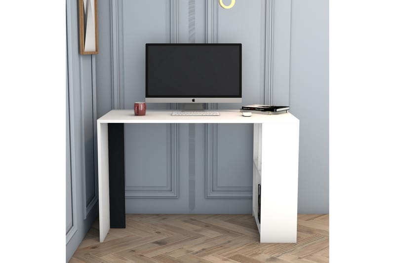 Timiza Skrivebord 120 cm med Oppbevaringshylle - Hvit/Antrasitt - Skrivebord