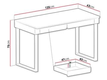 Travic Skrivebord 125 cm med Skuffer i Tre med Eikeutseende - Brun - Møbler - Bord - Kontorbord - Skrivebord