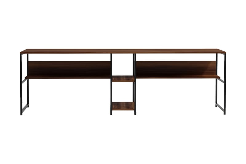 Viranbag Skrivebord 240 cm med Oppbevaring 2 Hyller - Mørkebrun/Svart - Skrivebord