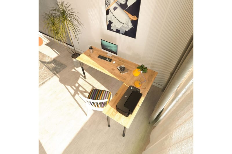 Viva Skrivebord 120x150 cm - Sort/Natur - Møbler - Bord - Kontorbord - Skrivebord