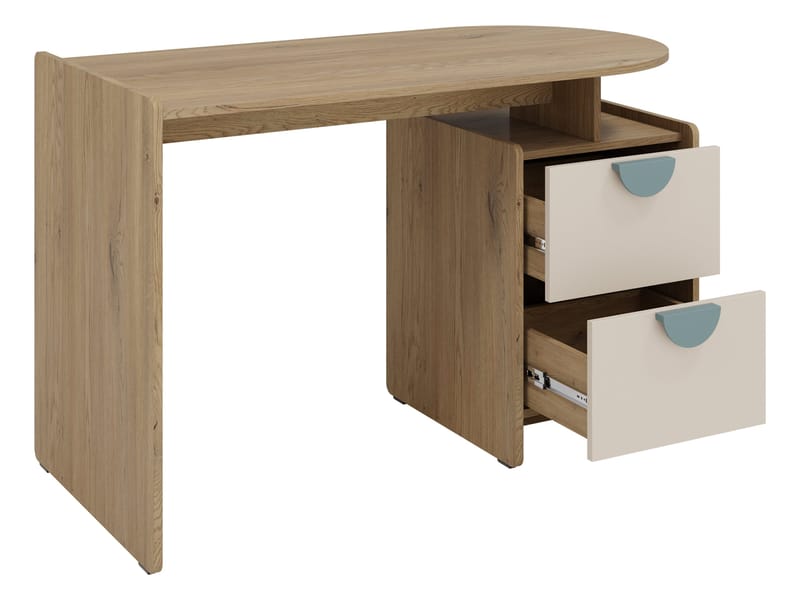 Zarek skrivebord 121 cm - brun, blå og beige - Møbler - Bord - Kontorbord - Skrivebord