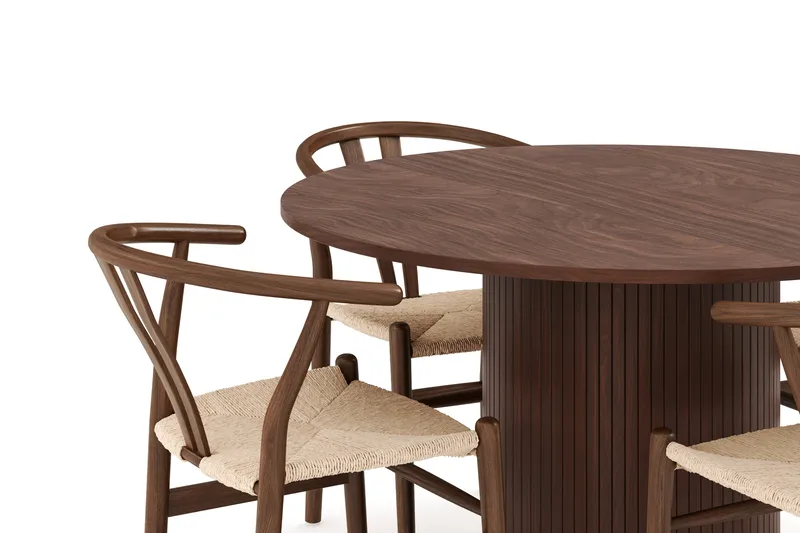 Kopparbo Matgruppe 120 cm Rund med 4 Dastoori Spisestol - Mørkebrun - Møbler - Bord - Spisegrupper