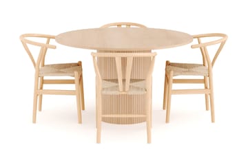 Kopparbo Matgruppe 130 cm Rund med 4 Dastoori Spisestol - Beige - Møbler - Bord - Spisegrupper