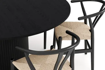 Kopparbo Matgruppe 150 cm Rund med 6 Dastoori Spisestol - Svartbeiset eik - Møbler - Bord - Spisegrupper