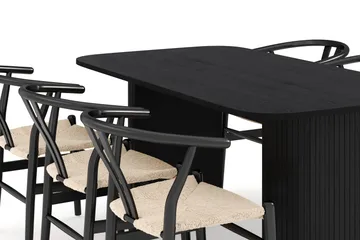 Kopparbo Matgruppe 160 cm med 6 Dastoori Spisestol - Svartbeiset eik - Møbler - Bord - Spisegrupper