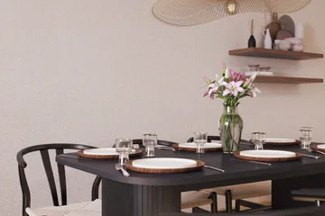 Kopparbo Matgruppe 160 cm med 6 Dastoori Spisestol - Svartbeiset eik - Møbler - Bord - Spisegrupper