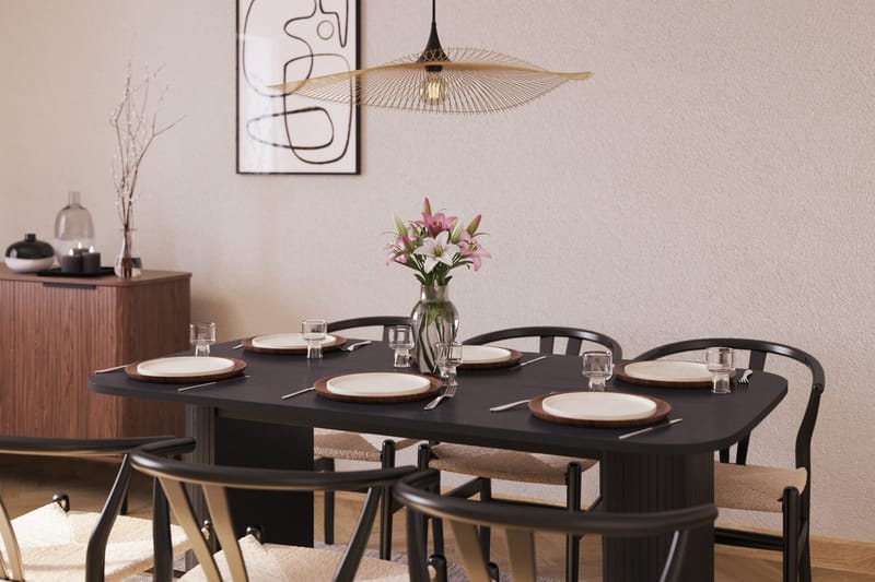 Kopparbo Matgruppe 160 cm med 6 Dastoori Spisestol - Svartbeiset eik - Møbler - Bord - Spisegrupper