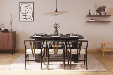 Kopparbo Matgruppe 160 cm med 6 Dastoori Spisestol - Svartbeiset eik - Møbler - Bord - Spisegrupper