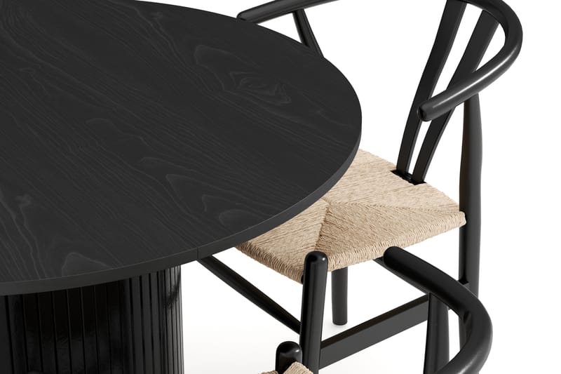 Kopparbo Matgruppe forlengelsesbart 106-156 cm Rund med 4 Dastoori Spisestol - Svart - Møbler - Bord - Spisegrupper
