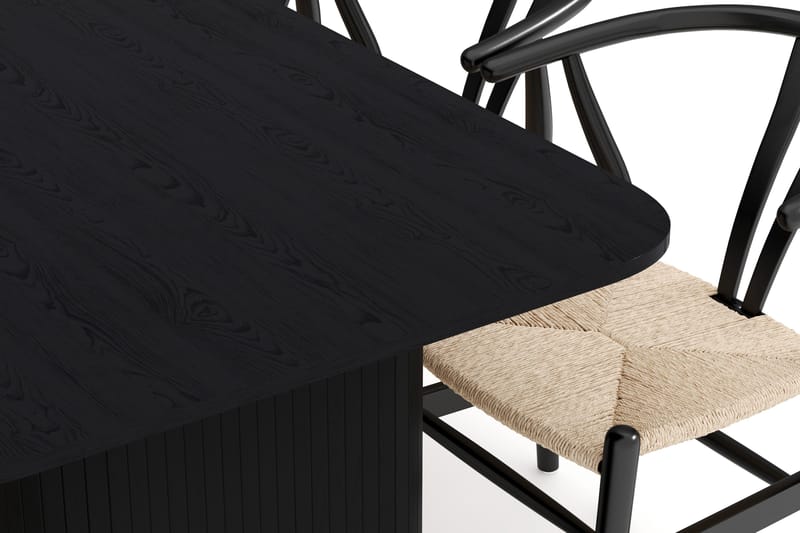 Kopparbo Matgruppe forlengelsesbart 180-240 cm med 6 Dastoori Spisestol - Svart - Møbler - Bord - Spisegrupper