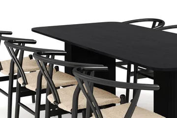Kopparbo Matgruppe forlengelsesbart 200-260 cm med 8 Dastoori Spisestol - Svartbeiset eik - Møbler - Bord - Spisegrupper