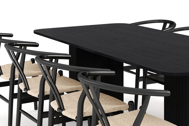 Kopparbo Matgruppe forlengelsesbart 200-260 cm med 8 Dastoori Spisestol - Svartbeiset eik - Møbler - Bord - Spisegrupper
