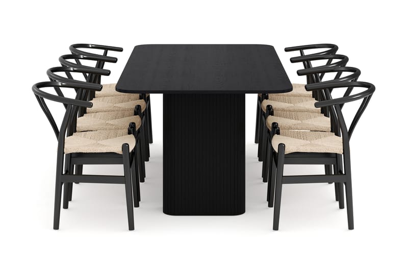 Kopparbo Matgruppe forlengelsesbart 200-260 cm med 8 Dastoori Spisestol - Svartbeiset eik - Møbler - Bord - Spisegrupper