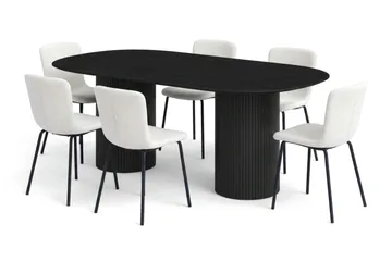 Kopparbo oval matgruppe 180 cm svart med 6 Katy spisestoler - Svart - Møbler - Bord - Spisegrupper