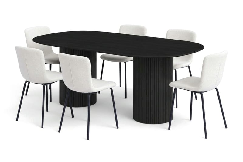 Kopparbo oval matgruppe 180 cm svart med 6 Katy spisestoler - Svart - Møbler - Bord - Spisegrupper