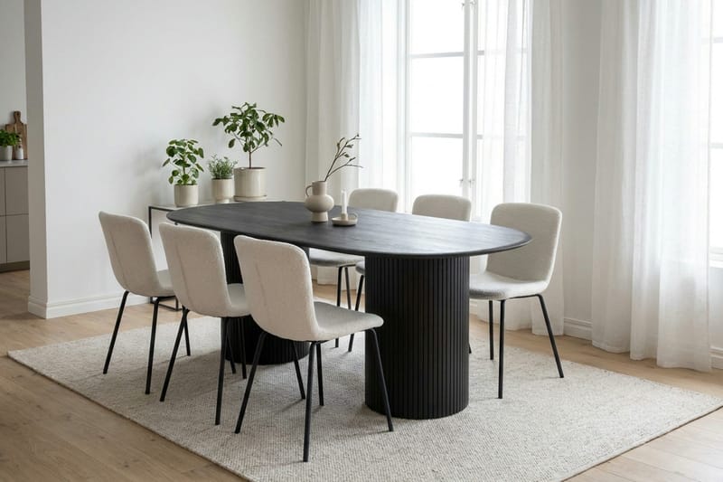 Kopparbo oval matgruppe 180 cm svart med 6 Katy spisestoler - Svart - Møbler - Bord - Spisegrupper