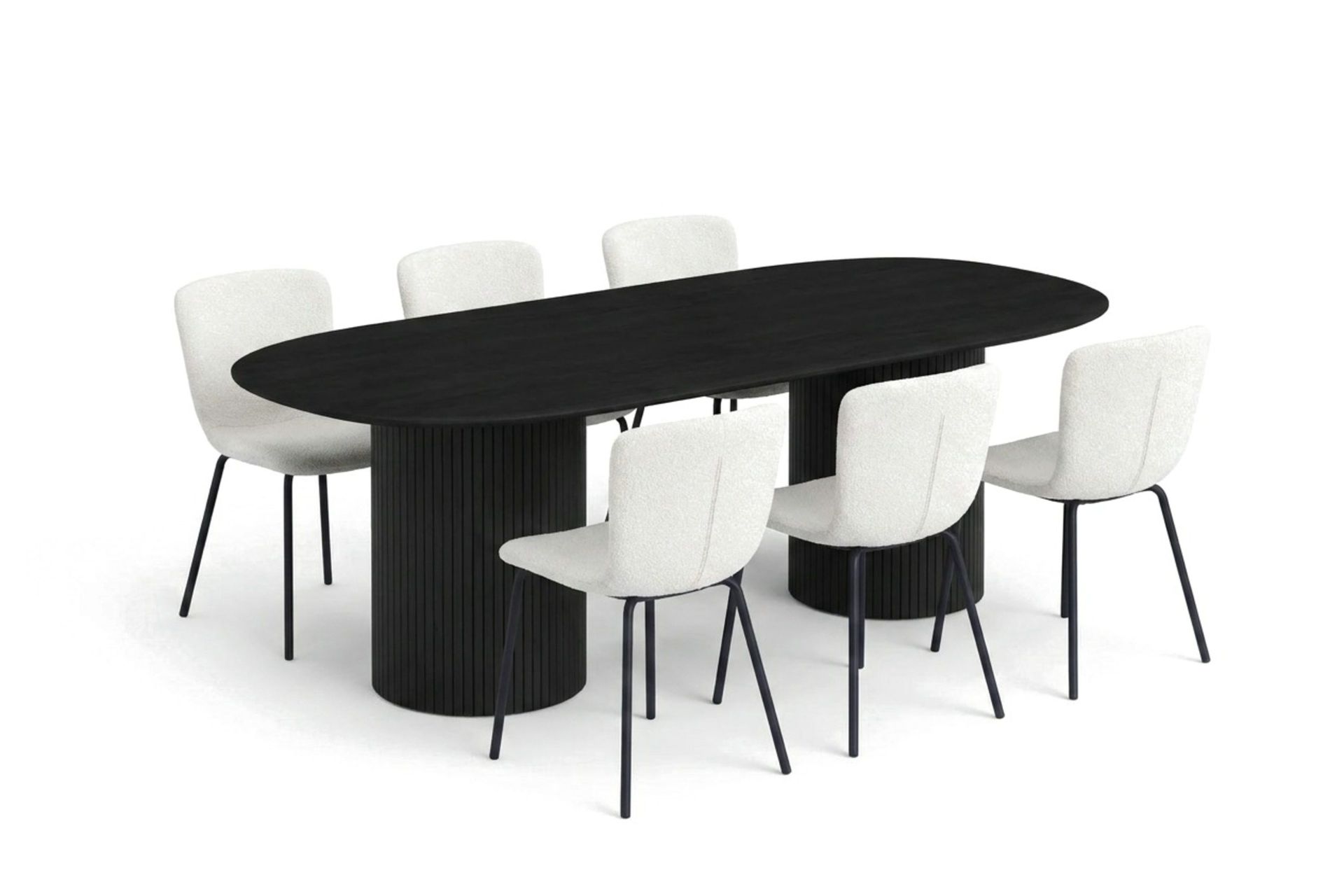 Kopparbo oval matgruppe 180 cm svart med 6 Katy spisestoler - Svart