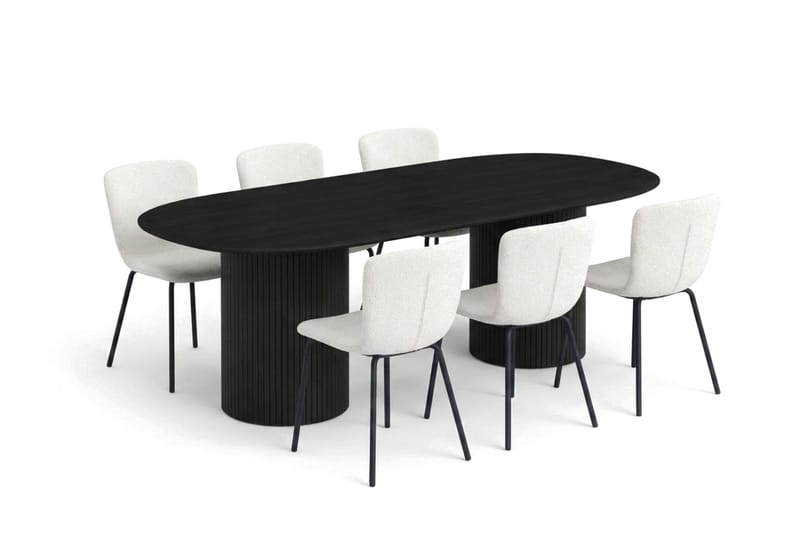 Kopparbo oval matgruppe 180 cm svart med 6 Katy spisestoler - Svart - Møbler - Bord - Spisegrupper