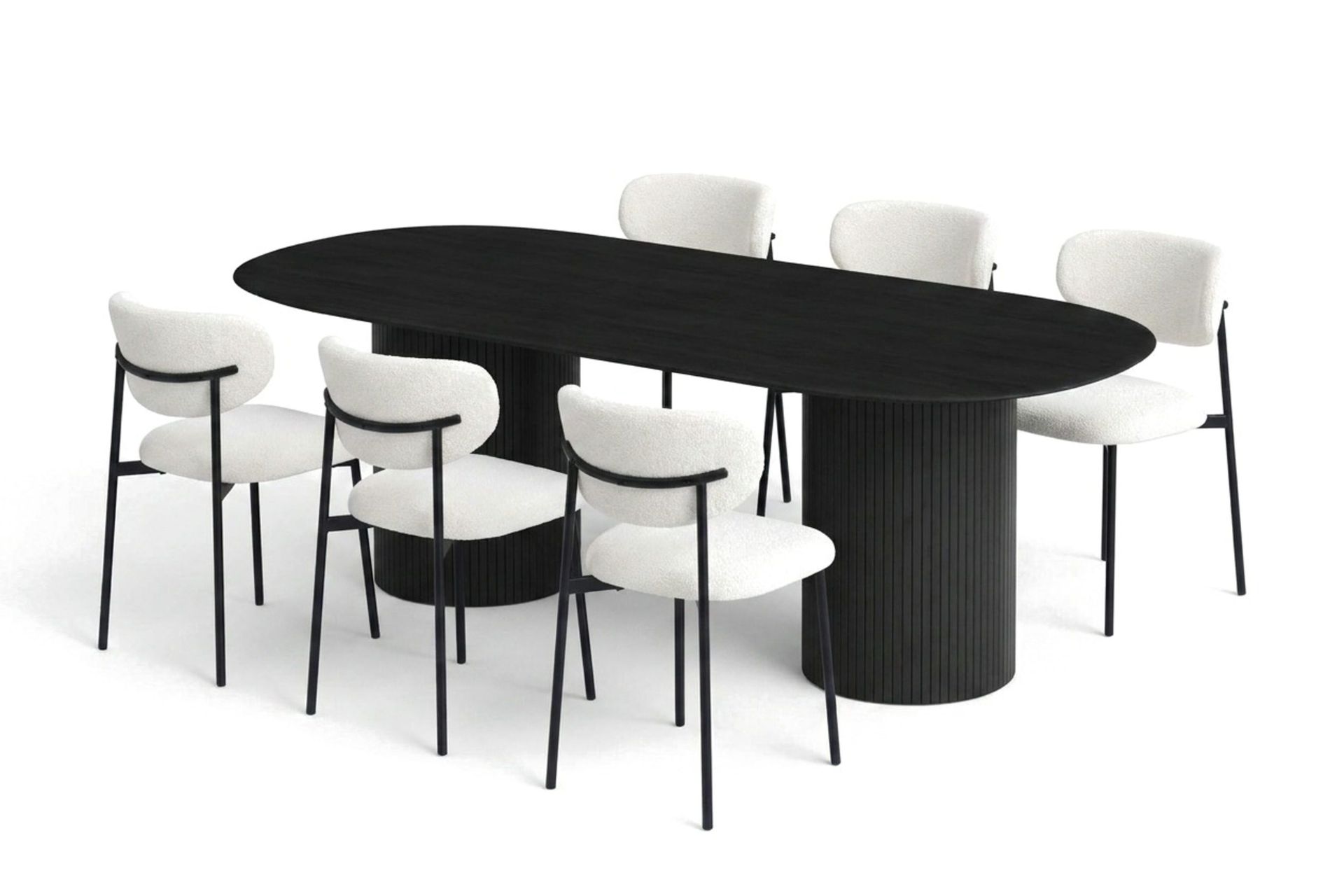 Kopparbo oval matgruppe 220 cm svart med 6 Lucy spisestoler - Svart