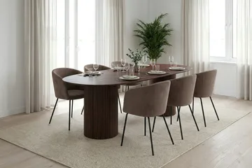 Kopparbo oval matgruppe 220 cm valnøtt med 6 Berit spisestoler - Valnøtt - Møbler - Bord - Spisegrupper