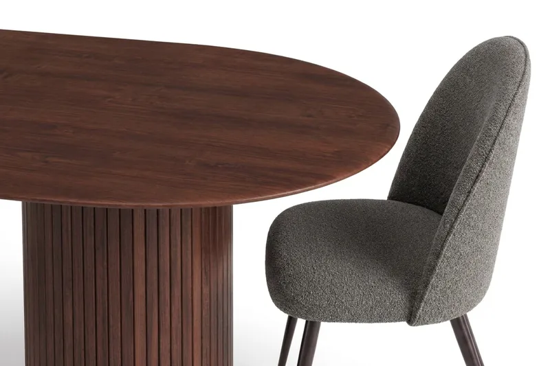 Kopparbo oval spisegruppe 220 cm med 6 Nibe Plus spisestoler - Valnøtt - Møbler - Bord - Spisegrupper