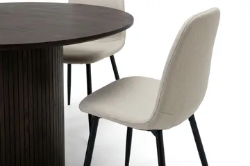 Kopparbo Rund Spisegruppe 110 cm – Spisebord med 4 Nibe Spisestoler i Tre med Røkt Eik-utseende - Mørkebrun - Møbler - Bord - Spisegrupper
