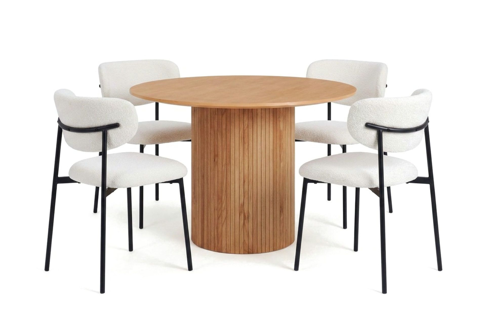 Kopparbo rund spisegruppe 110 cm eik med 4 Lucy spisestoler - Eik