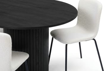 Kopparbo rund spisegruppe 110 cm svart med 4 Katy spisestoler - Svartbeiset eik - Møbler - Bord - Spisegrupper