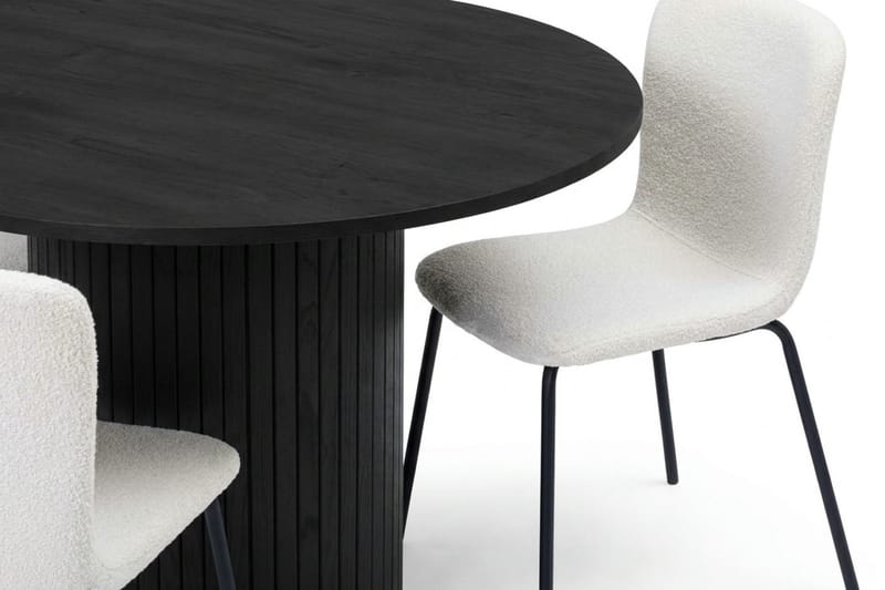 Kopparbo rund spisegruppe 110 cm svart med 4 Katy spisestoler - Svartbeiset eik - Møbler - Bord - Spisegrupper